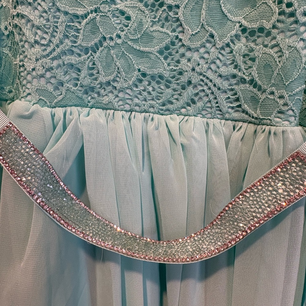 Elegant Lace Kids Formal Dress in Mint Green